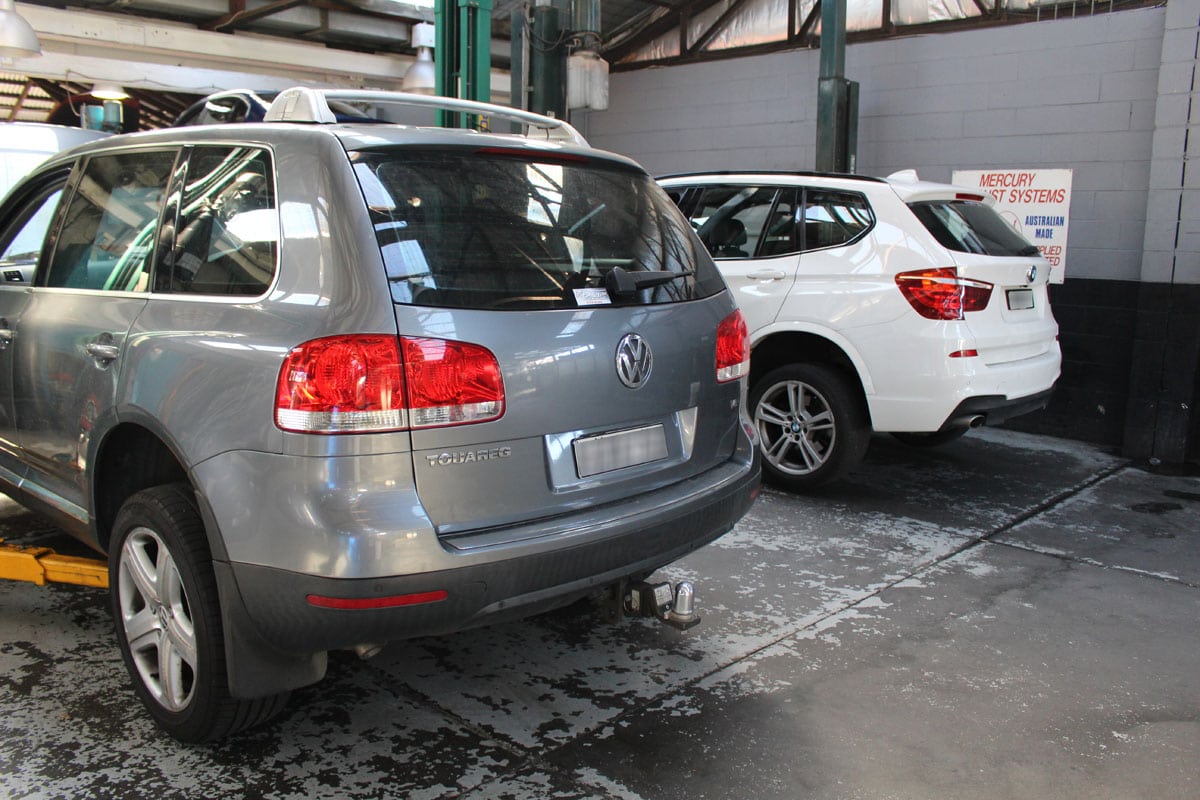 VW Car Gray & White Rear View